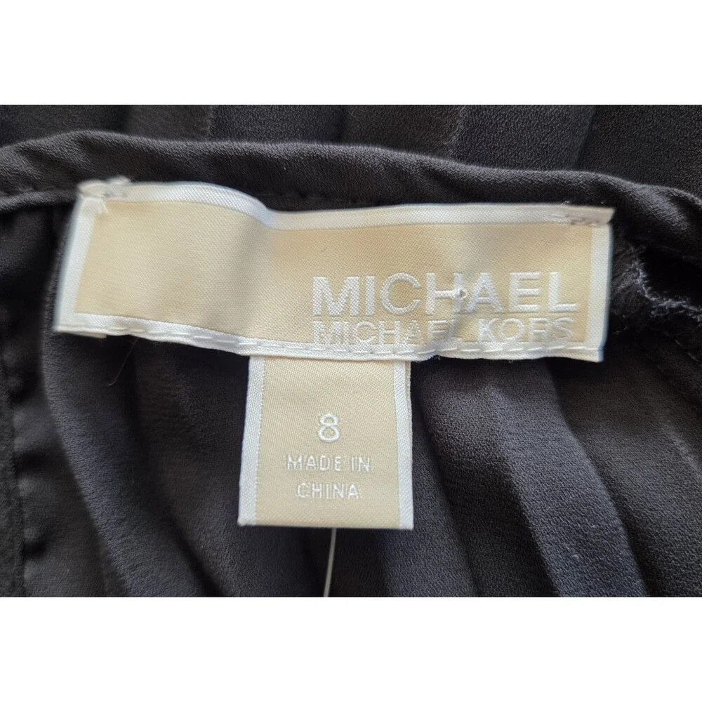 MICHAEL MICHAEL KORS Black Short Sleeve Pleated Top Women's Size 8 NWT